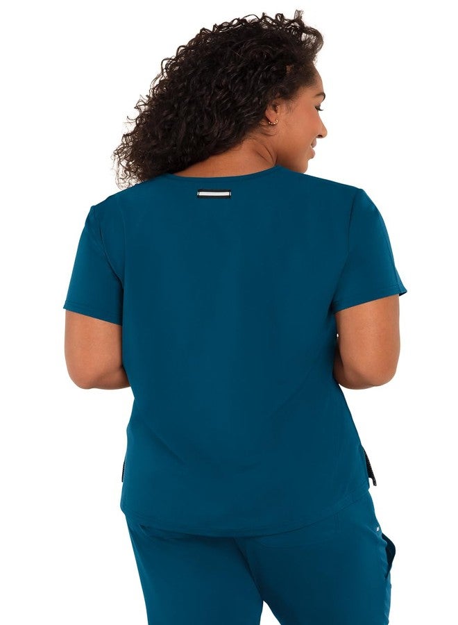 KOI Next Gen Ready to Work Women's 1-Pocket Tuck-in Scrub Top Caribbean Blue X-Small - Image 2